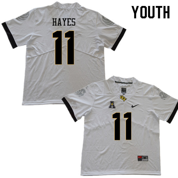 Youth #11 Jordan Hayes UCF Knights College Football Jerseys Sale-White - Click Image to Close